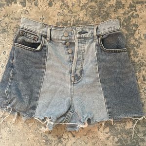 Pacsun high rise light and dark wash denim shorts